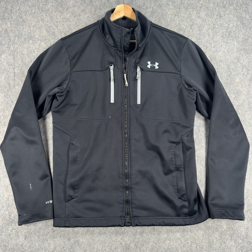 Under Armour Jacket Mens Medium Black ColdGear Infrared Storm Soft Shell Zip
